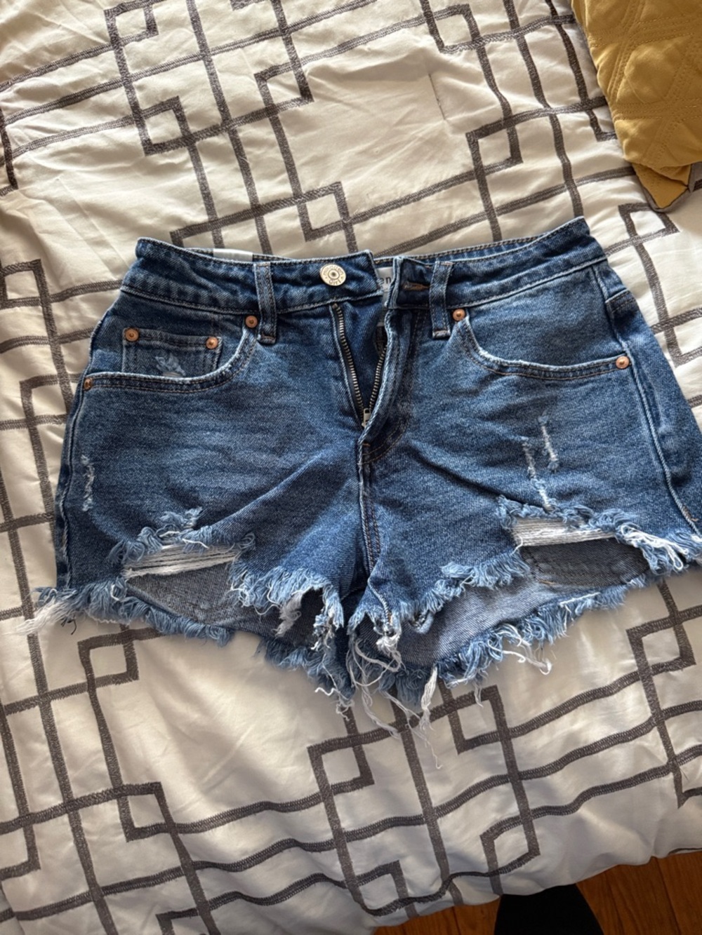 Madden Girl Distressed Dark Blue Denim Cutoff Shorts